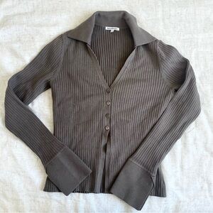 Reformation valentina cardigan brown  Ribbed Cardigan